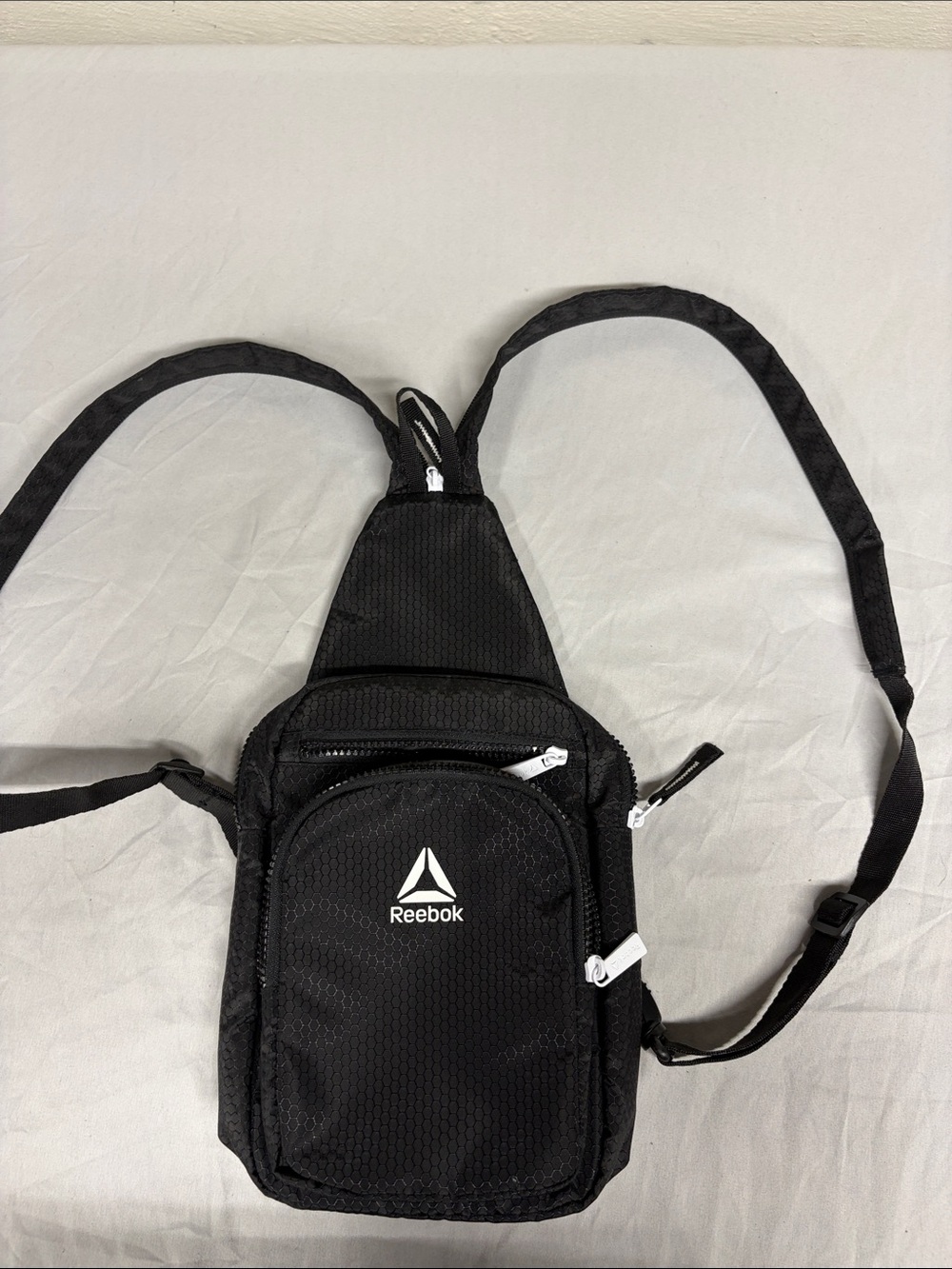 Reebok Black Men's Sling Bag with White Logo